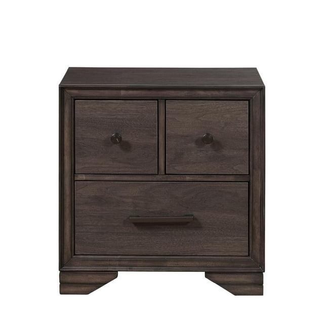SLF Three Drawer Youth Nightstand with USB in Brown