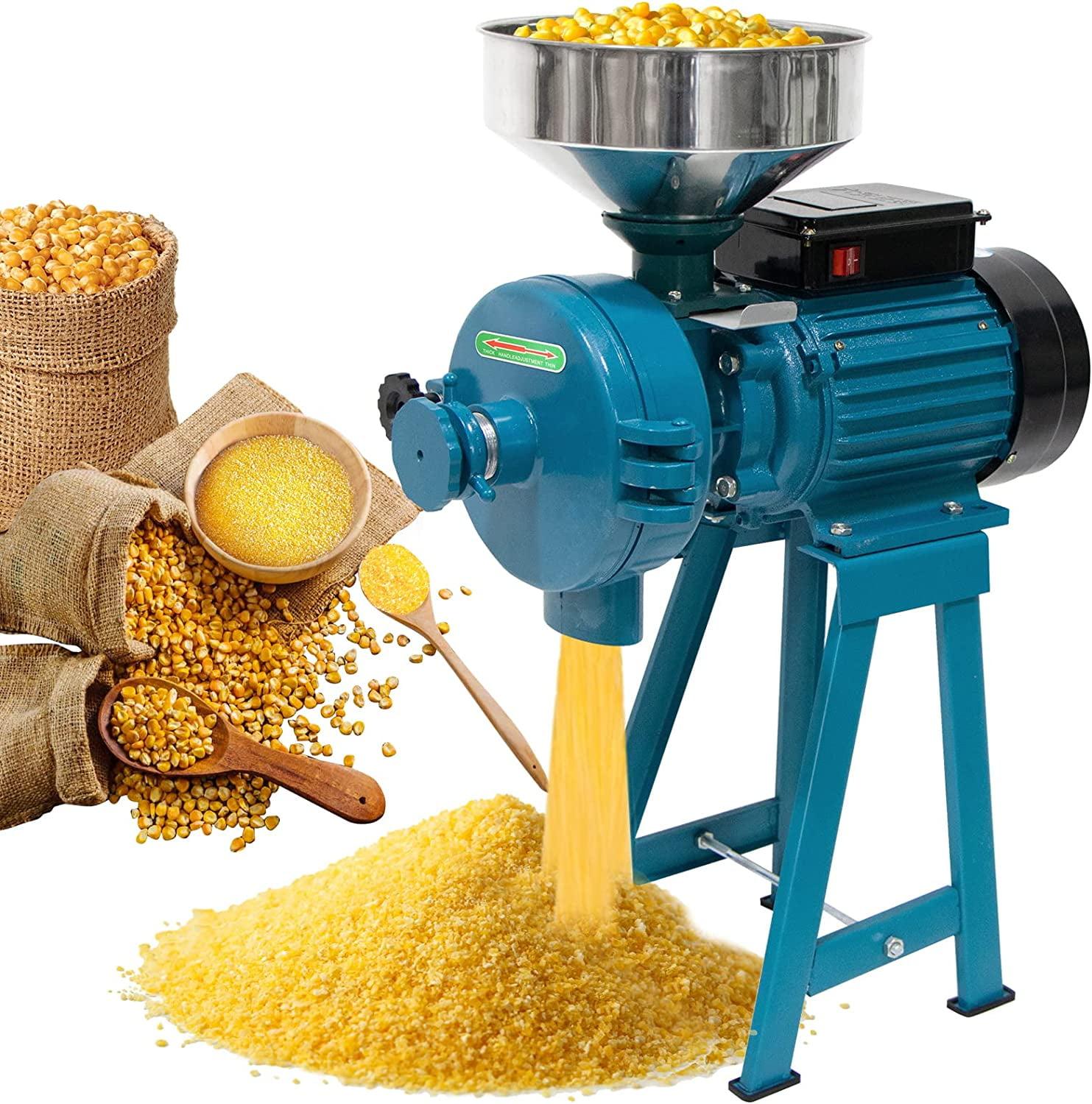 Grain Mills, Upgraded 3000W Wet Dry Cereals Grinder Electric Grain Grinder Corn Mill Heavy Duty 110V Commercial Grain Grinder Machine With Funnel