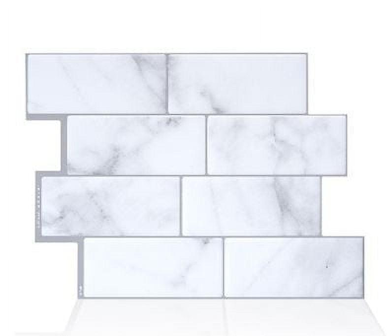 Metro Carrera White Marble Peel and Stick Backsplash Tiles