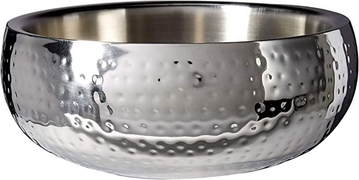 Classic Hammered Stainless Steel 11.5" Round Salad Serving Bowl