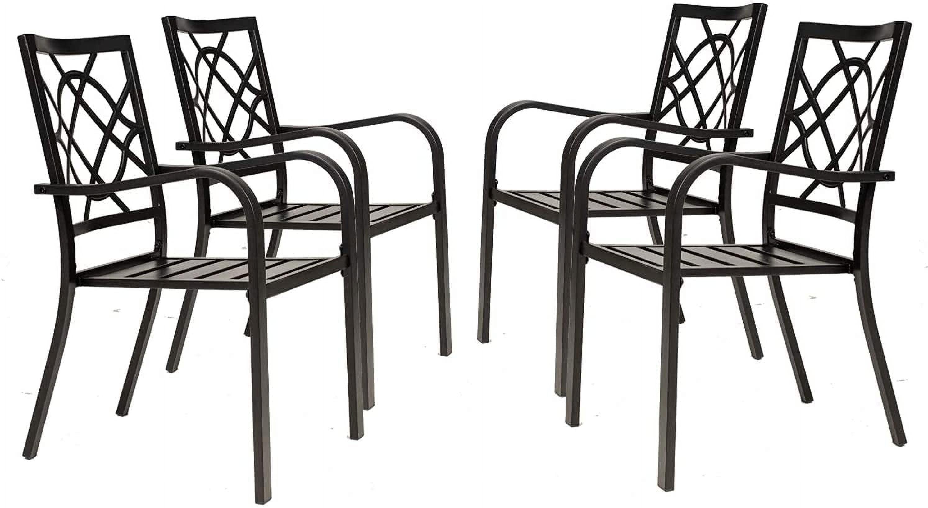 SOLAURA Outdoor Patio Stackable Wrought Iron Dining Chairs Set of 4- Black