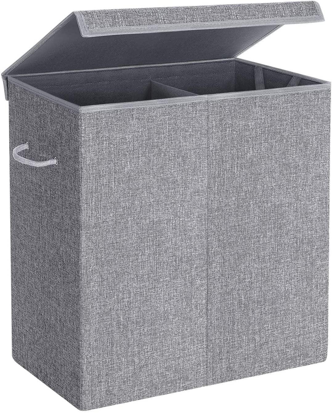 SONGMICS 142L Laundry Hamper with Lid & Removable Fabric Bag Laundry Basket with Handles for Closet Laundry Room Bedroom Bathroom Gray