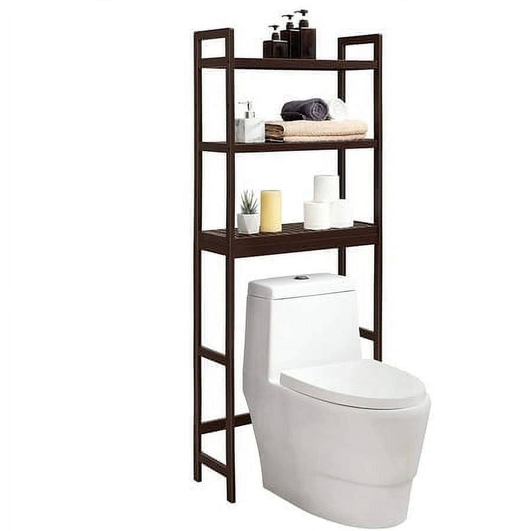 Brown Bamboo 3-Tier Adjustable Over-The-Toilet Storage Organizer