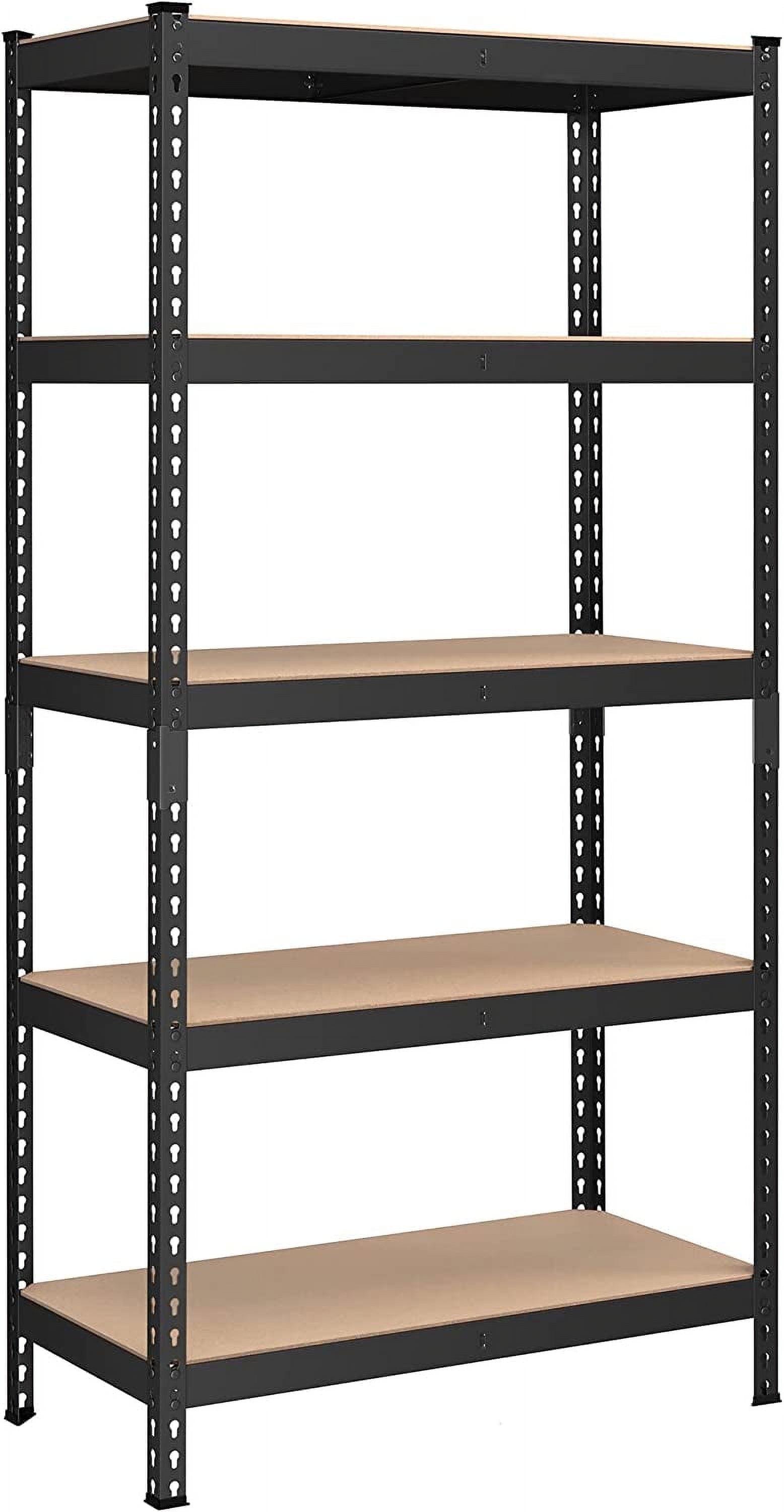 SONGMICS 5-Tier Storage Shelves Metal Garage Storage, Boltless Assembly Adjustable Shelving Unit 17.7 x 35.4 x 70.9 Inches Load 1929 lb, for Shed Warehouse Basement Kitchen Black