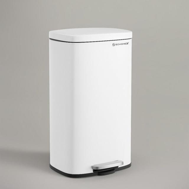 8 Gallon Trash Can with Lid, Garbage Can, Stainless Steel Small Waste Bin with Step Pedal and Inner Bucket, Soft Close, Kitchen