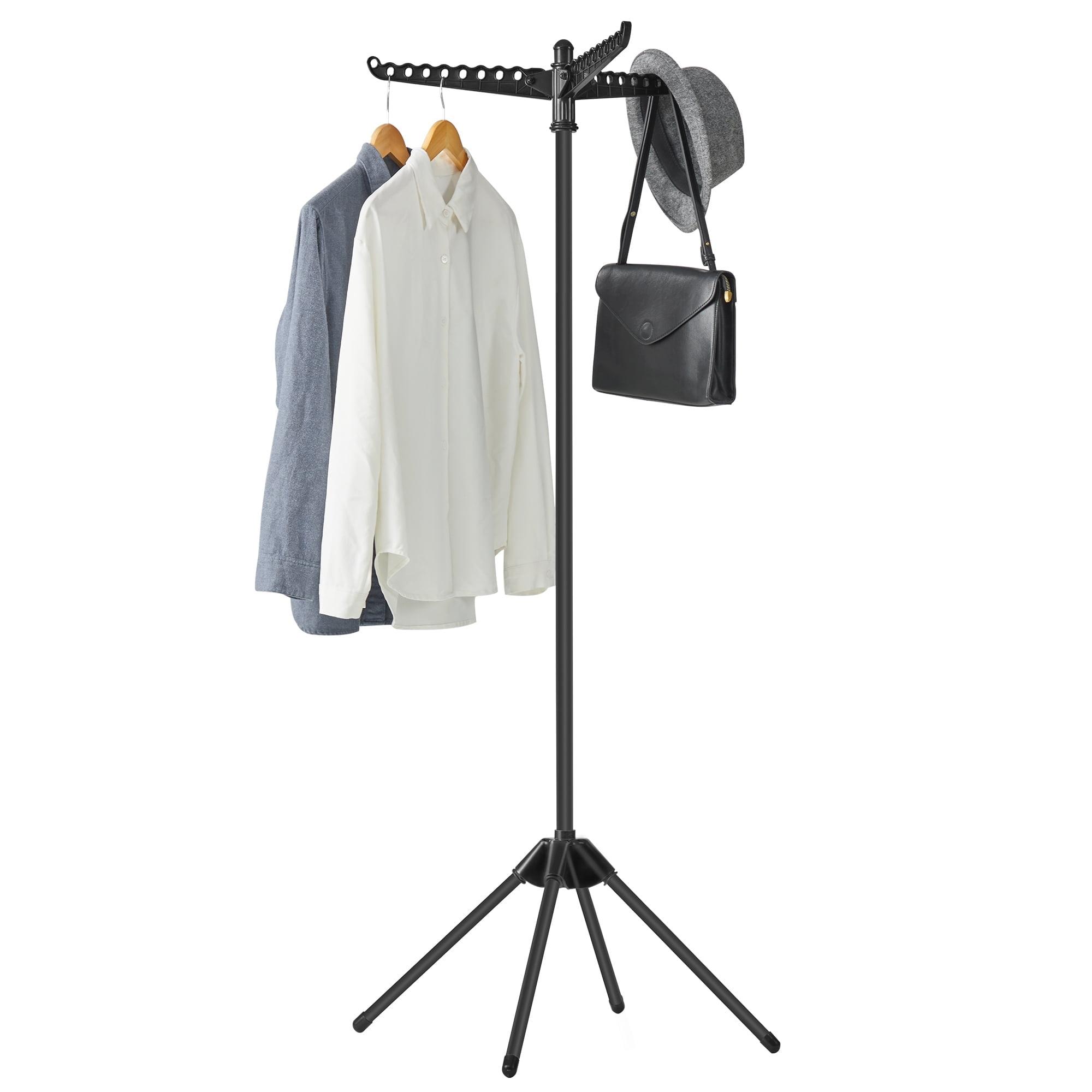 SONGMICS Clothes Drying Rack 59" Foldable Laundry Drying Rack with 27 Clips 3 Rotatable Arms 4 Legs Stainless Steel