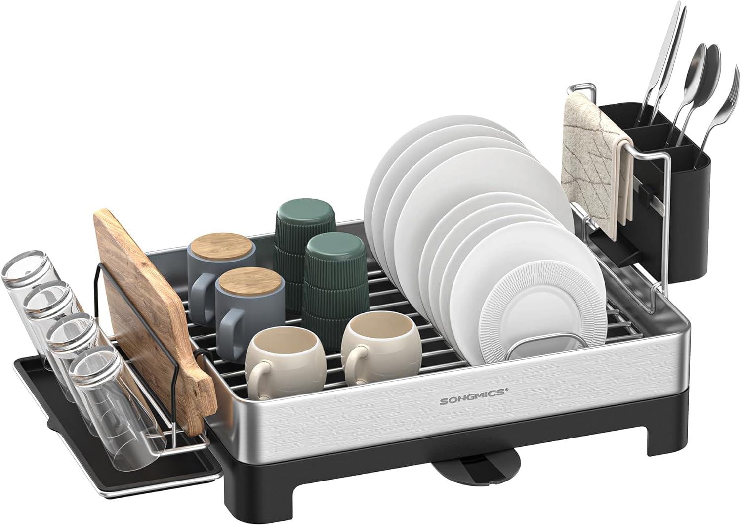 SONGMICS Stainless Steel Dish Drying Rack, Dish Drainers for Kitchen Counter