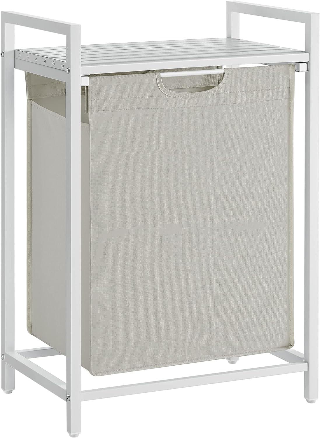 White MDF and Steel Laundry Sorter with Removable Bag