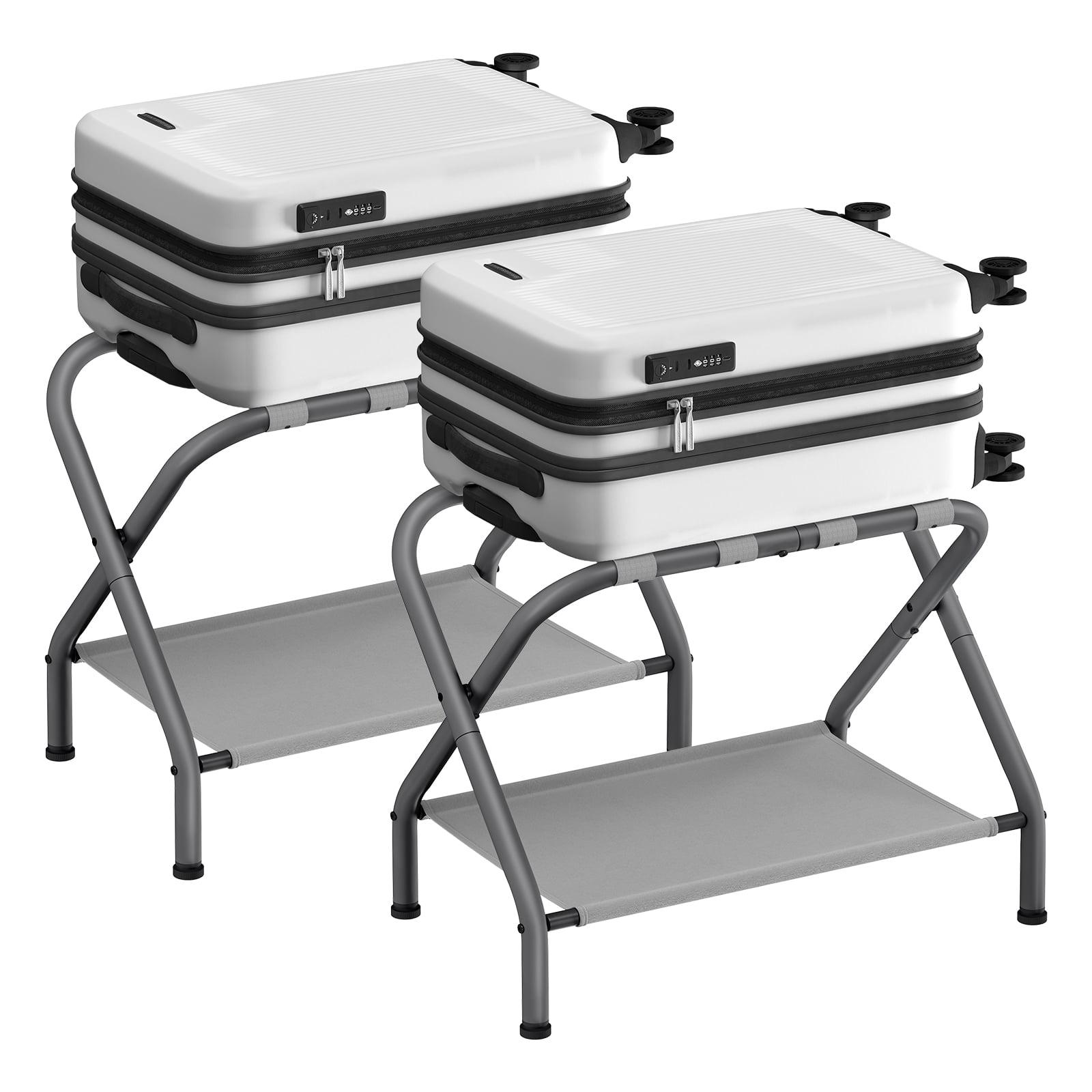 SONGMICS Luggage Rack with Fabric Storage Shelf Suitcasa Stand for Guest Room Bedroom Holds up to 110 lb Set of 2 Gray