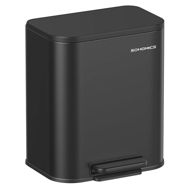 SONGMICS Kitchen Trash Can 5.2-Gallon (20L) Garbage Can with Lid Stainless Stee lSoft Close and Stays Open Inner Bucket  Ink Black
