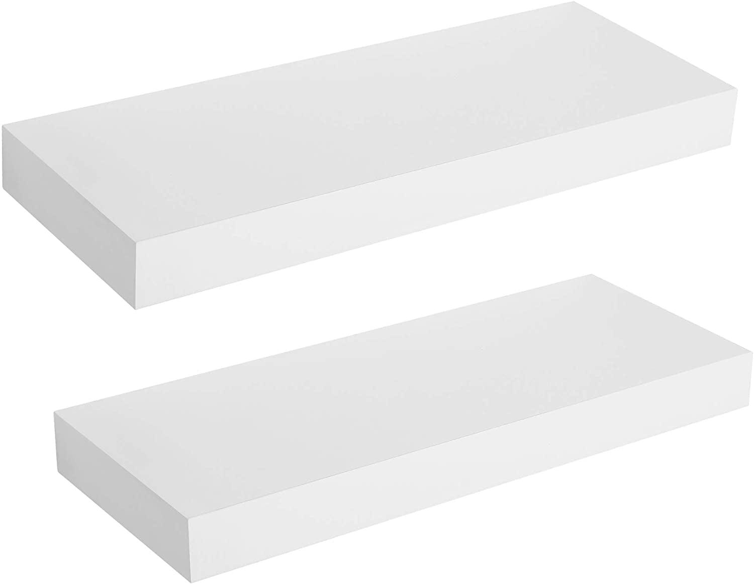 White MDF Modern Floating Wall Shelf Set