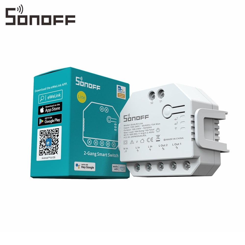 SONOFF Dual Relay Module with Power Metering ,Smart Double Relay Switch for Garage Doors and Boilers,Roller Shade Switch & Light Switch, Supports Google Assistant and Alexa,TUV Certified