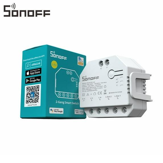 SONOFF Dual Relay Module with Power Metering ,Smart Double Relay Switch for Garage Doors and Boilers,Roller Shade Switch & Light Switch, Supports Google Assistant and Alexa,TUV Certified