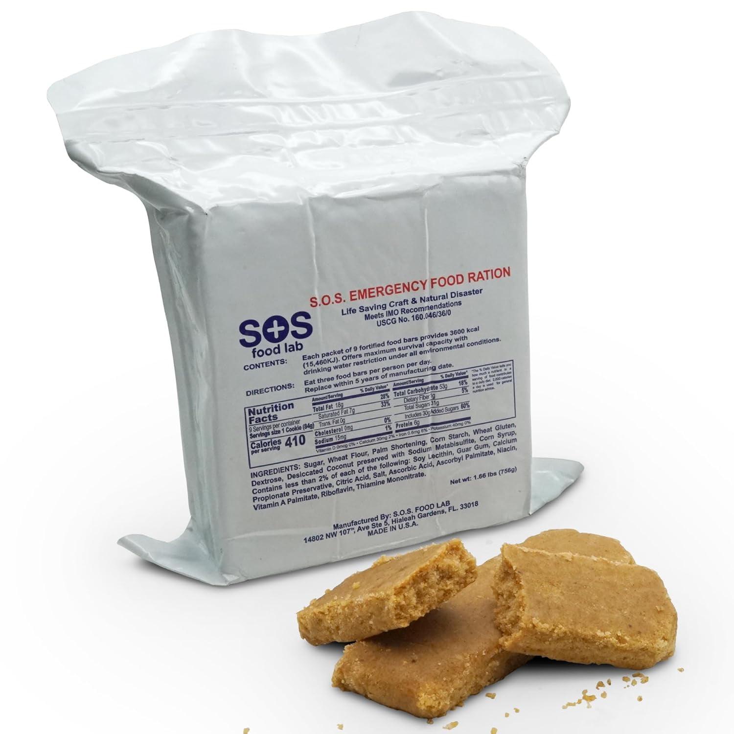SOS Food Labs, Inc. 185000825 S.O.S. Rations Emergency 3600 Calorie Food bar - 3 Day/ 72 Hour Package with 5 Year Shelf Life!