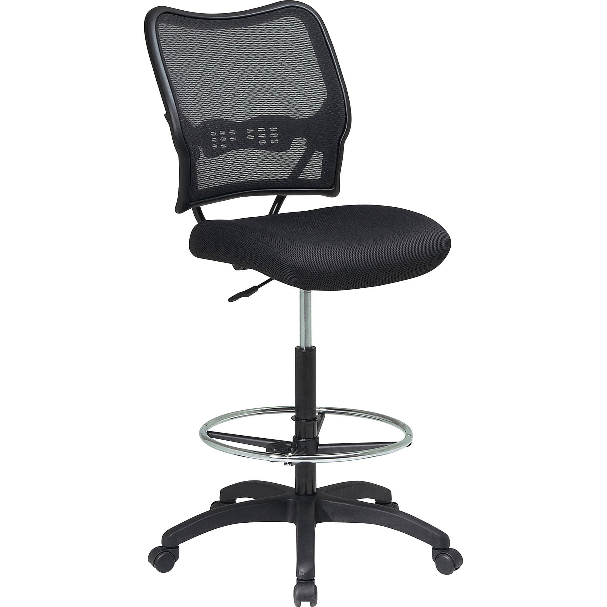 Deluxe AirGrid 360 Swivel Drafting Chair with Adjustable Footring in Black