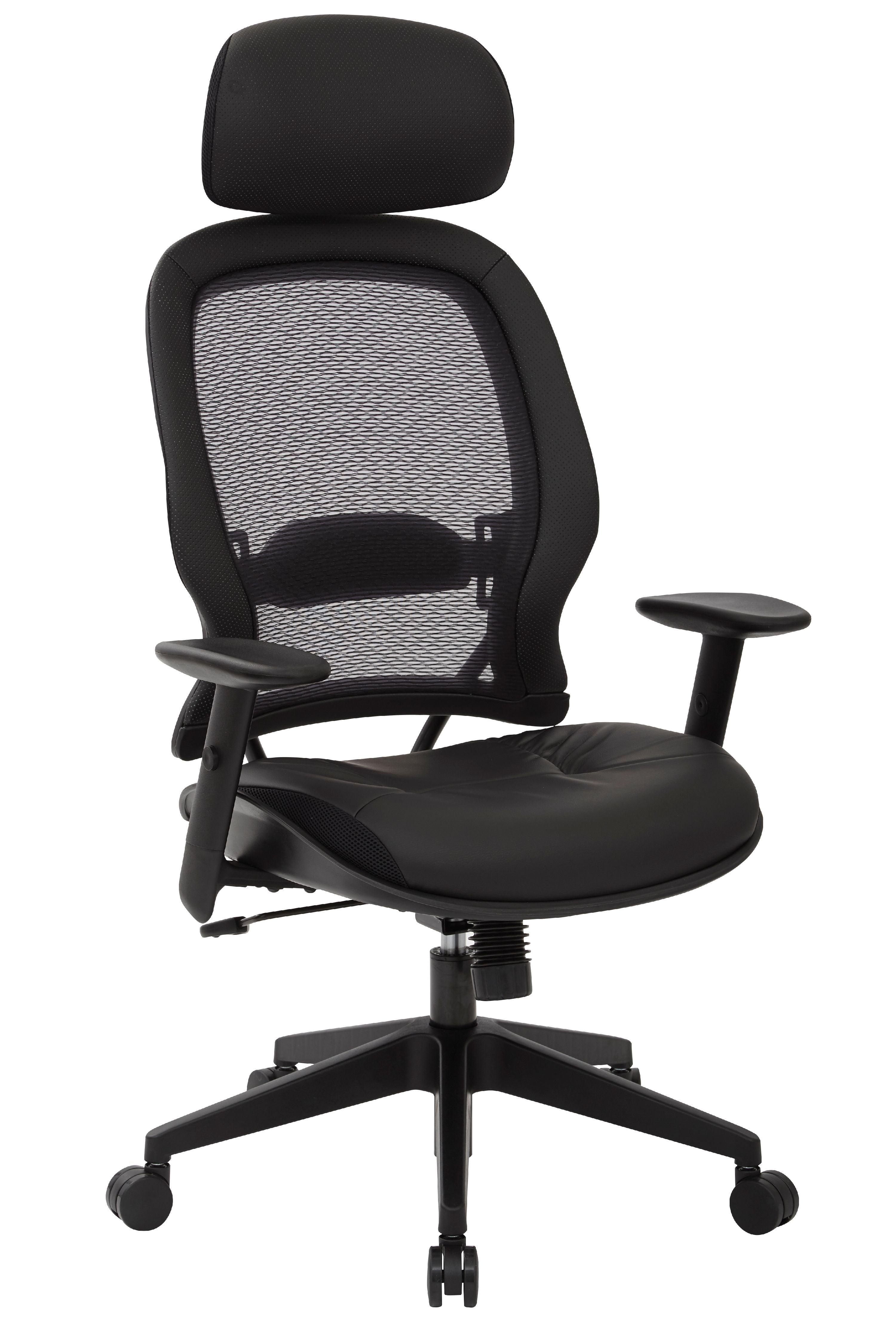 Executive High Back Black Leather Swivel Office Chair with Adjustable Arms