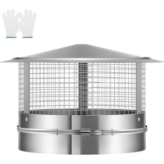 SPECSTAR 14" Cone Top Chimney Cap with Screen, Round Roof Rain Chimney Cover, Galvanized Steel Fireplace Exhaust Cap, Adjustable Roof Cap for Vent