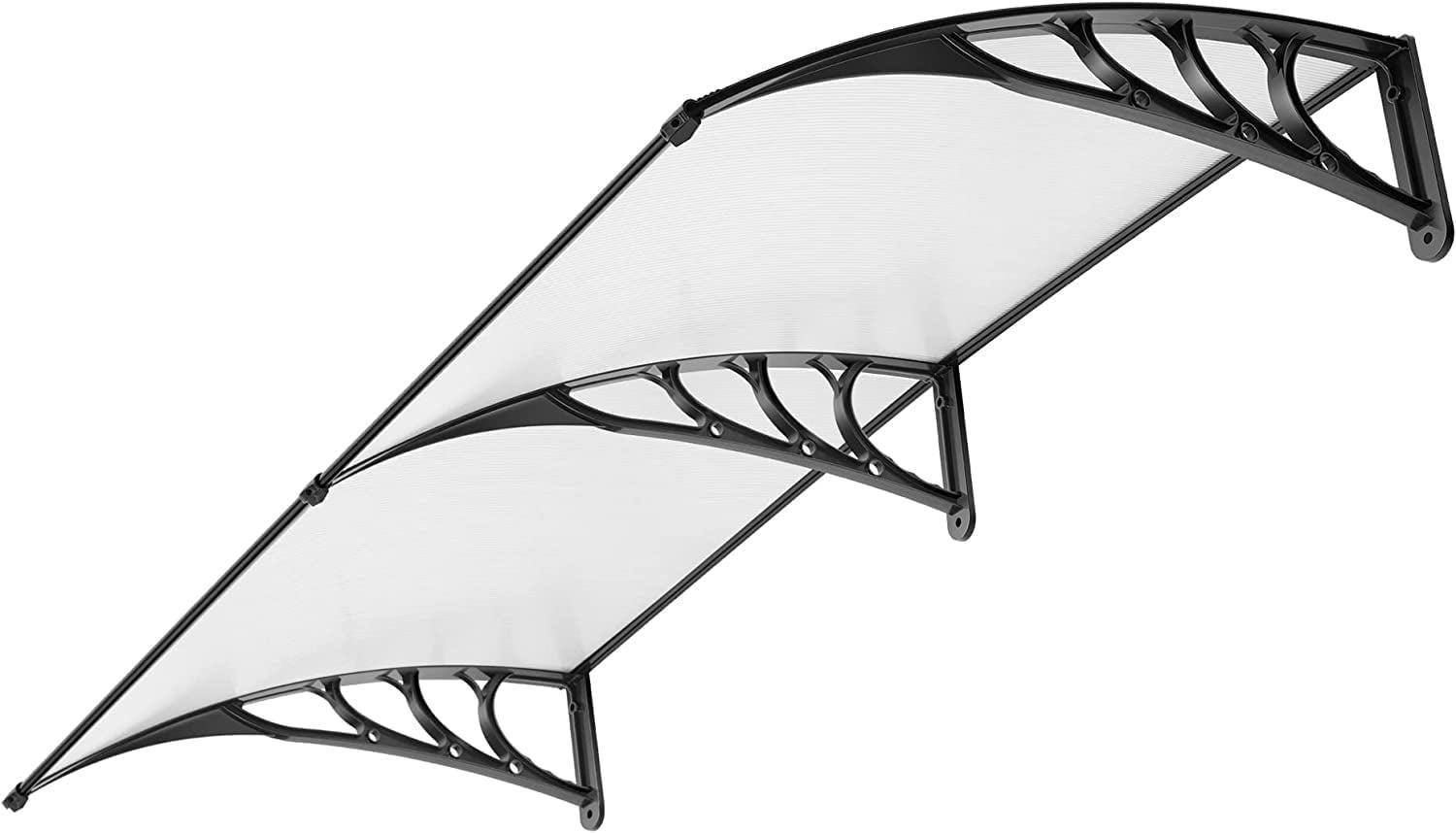 SPECSTAR Polycarbonate Window Door Awning Spliced Canopy Transparent with Black Bracket 40 Inch x 80 Inch