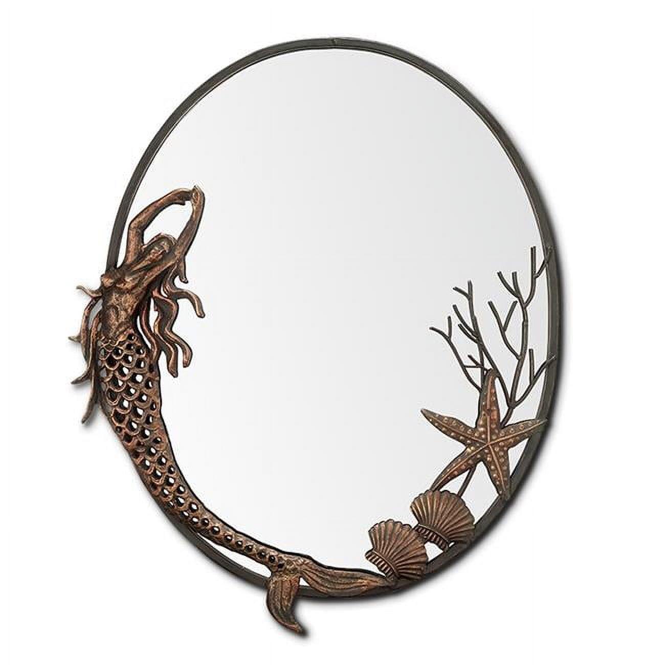 Coastal Elegance Bronze Oval Wall Mirror with Mermaid Design