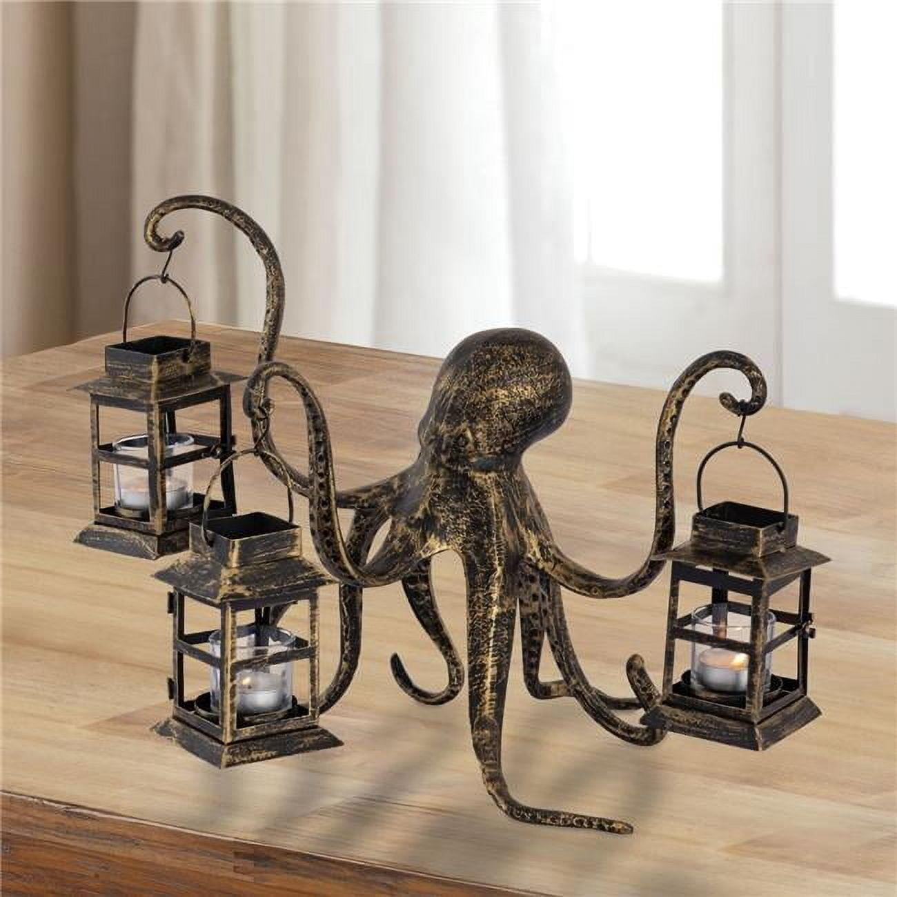 Coastal Aluminum Octopus Lantern Candleholder