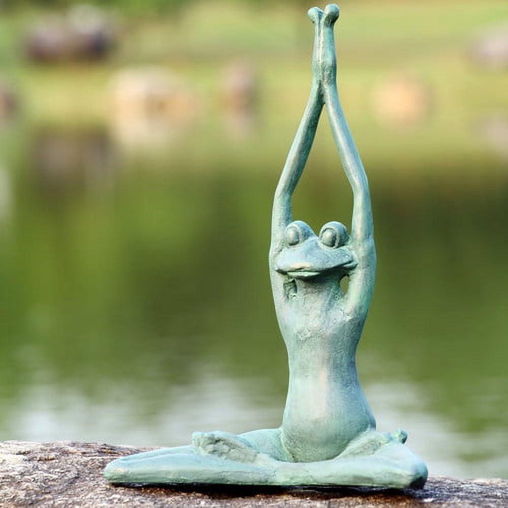 Green Aluminum Stretching Yoga Frog Garden Statue