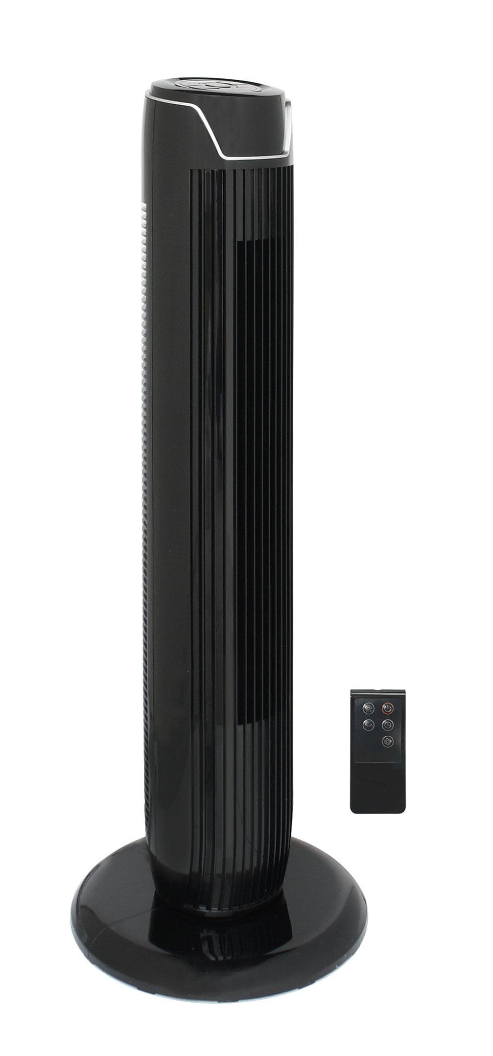 Black 36-Inch Remote Controlled Oscillating Tower Fan