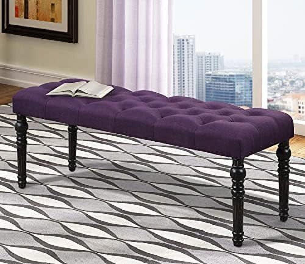 Leviton 48'' Purple Fabric Tufted Turned Leg Dining Bench