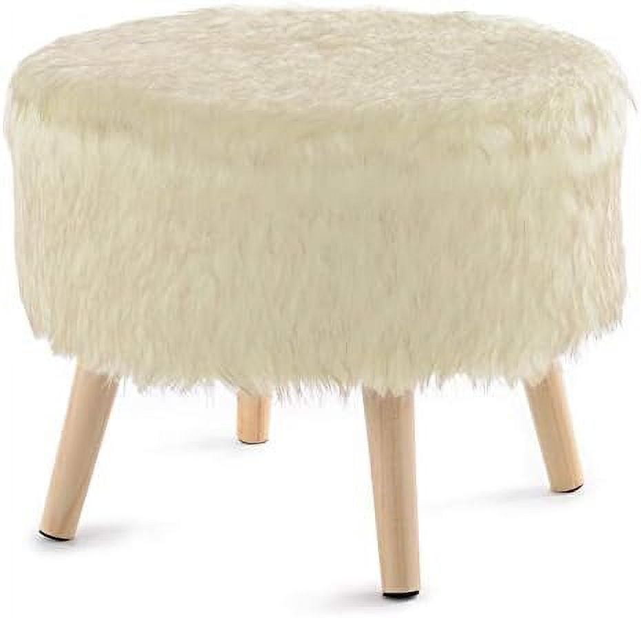 Cheer Collection 17" Round Faux Fur Stool