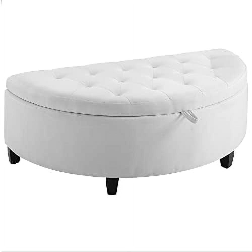HOMCOM Half Moon Modern Luxurious Polyester Fabric Storage Ottoman Bench with Legs Lift Lid Thick Sponge Pad for Living Room, Entryway, Bedroom