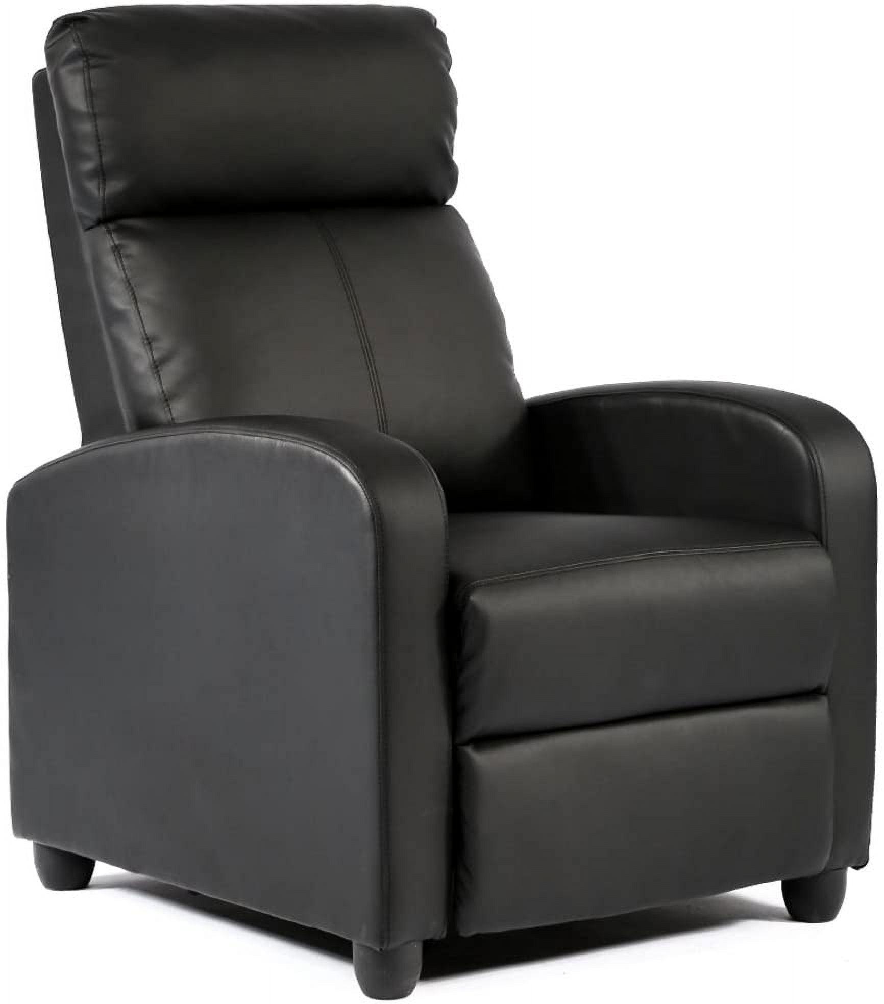 Black Leather Wingback Recliner with Arm Rest