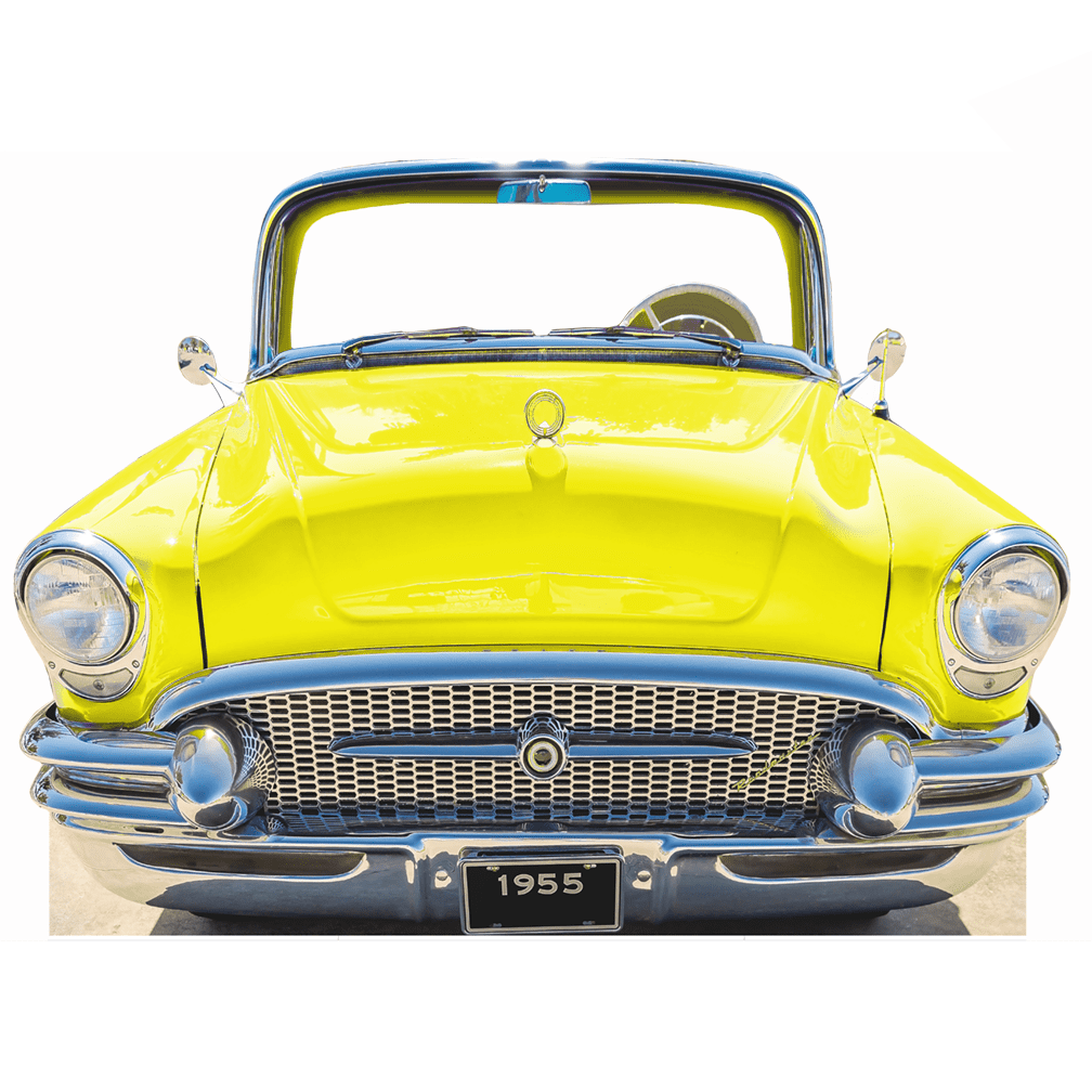 Classic Yellow 1955 Coupe Car Cardboard Cutout Standee