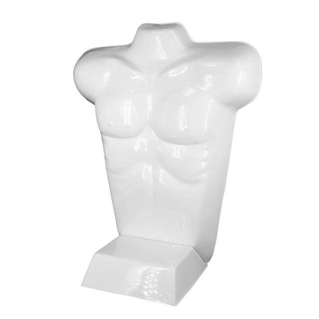 SSWBasics Economy Male White Plastic Countertop Mannequin - Fits Men's Sizes S-L