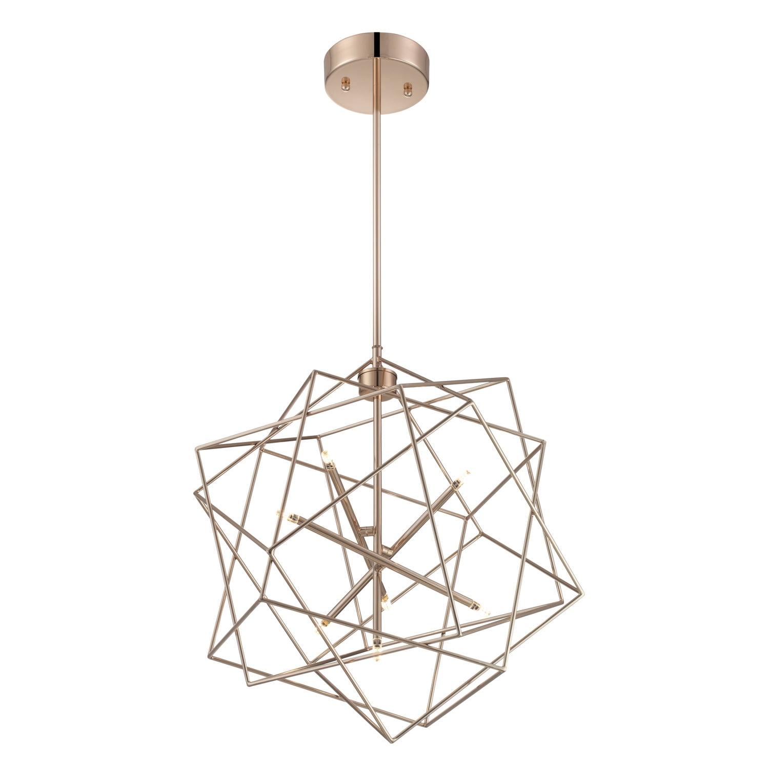 Stacia French Gold LED Geometric Island Pendant, 21"x69"