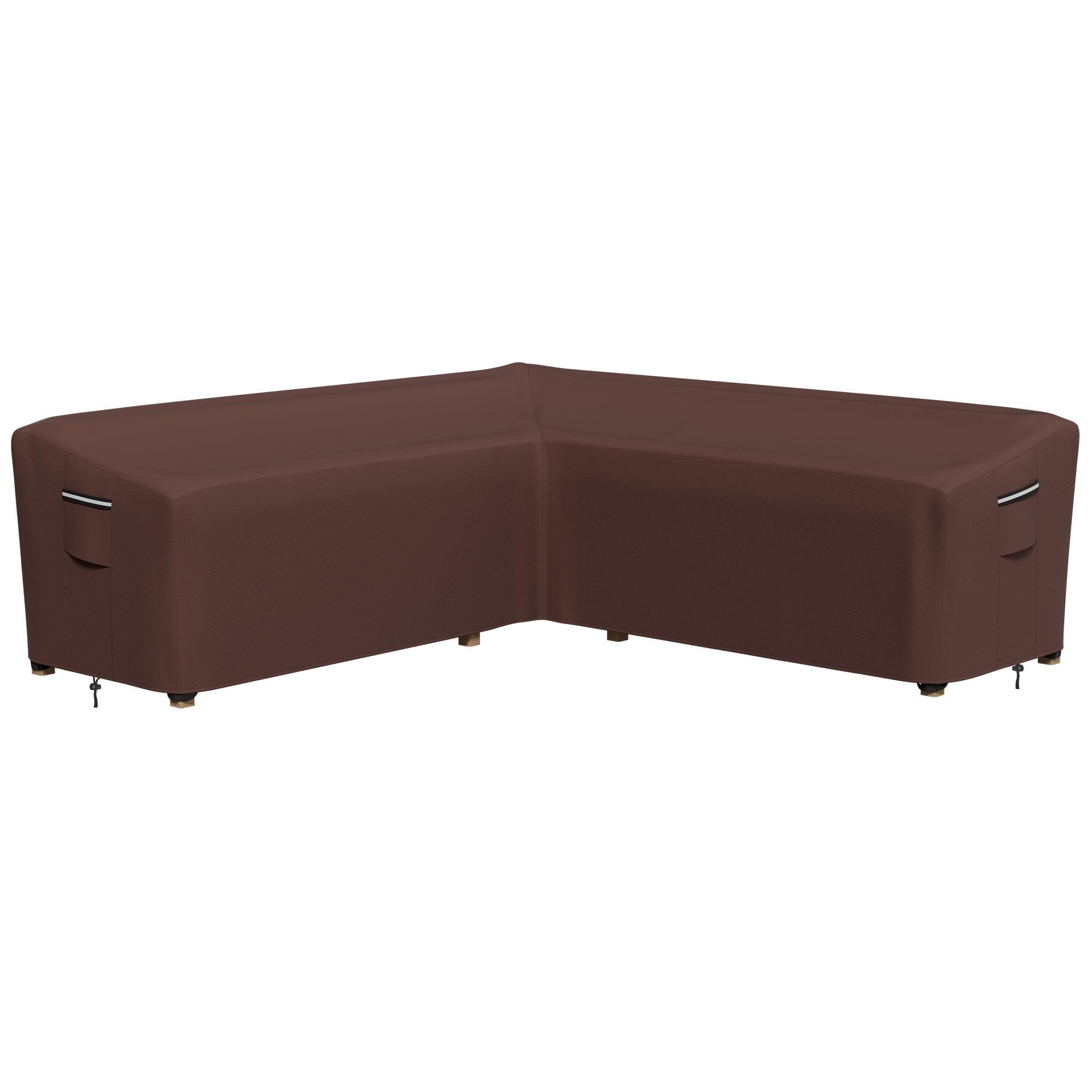 Brown Waterproof V-Shaped Outdoor Sectional Sofa Cover