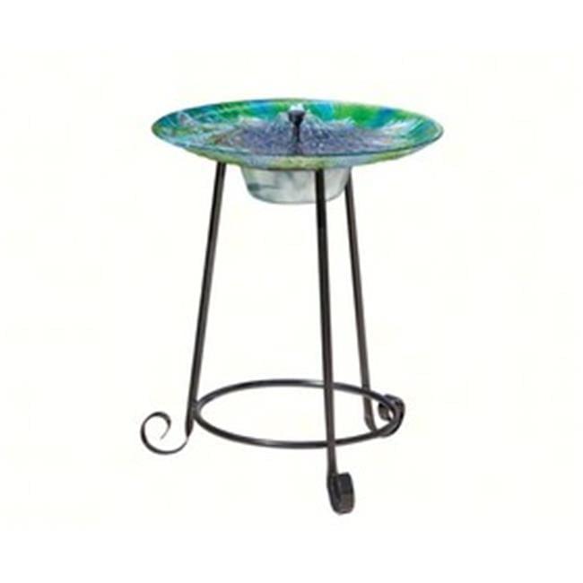 Smart Solar 24.3 " Argus Peacock Glass Solar Bird Bath