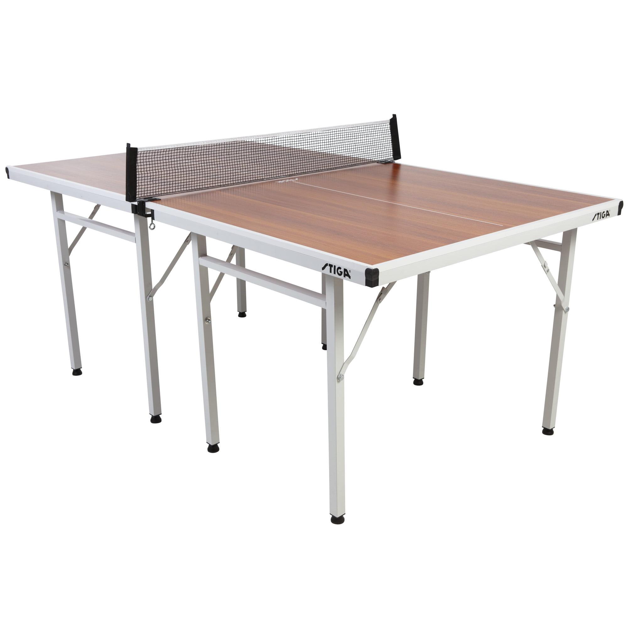 Compact Woodgrain Indoor Ping Pong Table with Folding Design and Net