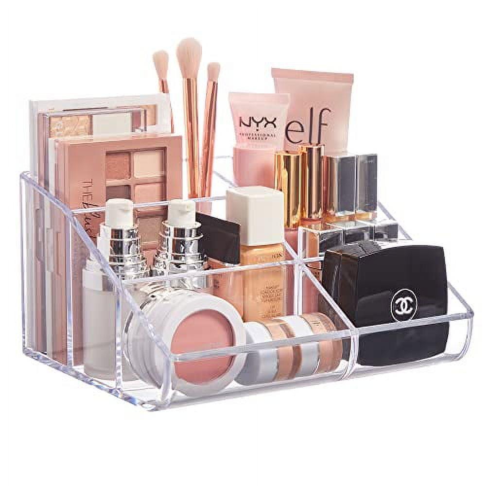 Clear Acrylic 6-Compartment Vanity Makeup Organizer