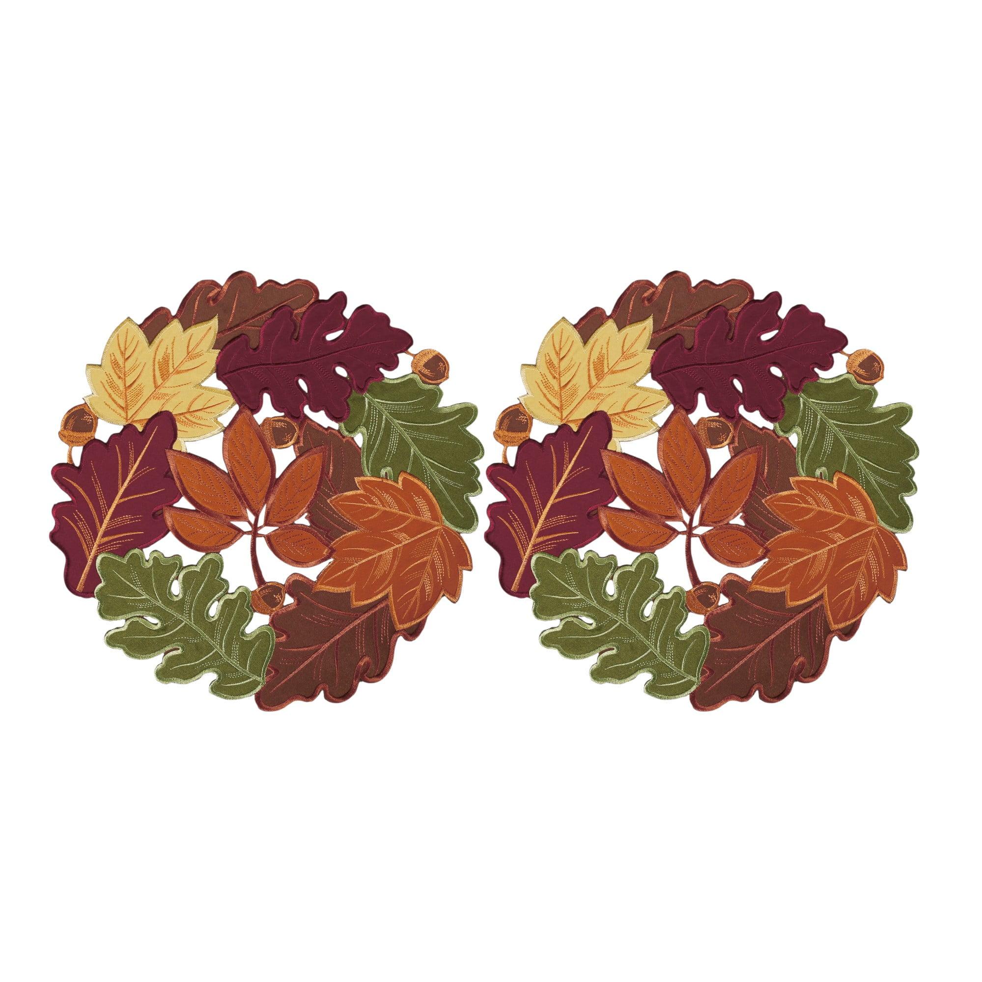 STP Goods  Autumn Leaves Ornament Round Doilies Set of 2 - N/A