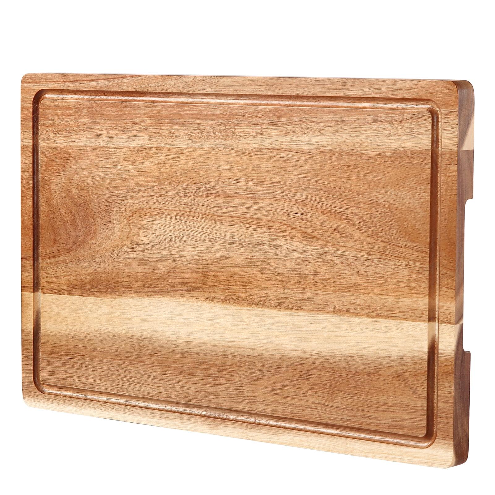 Large Acacia Wood Cutting Board with Juice Groove and Handle Hole