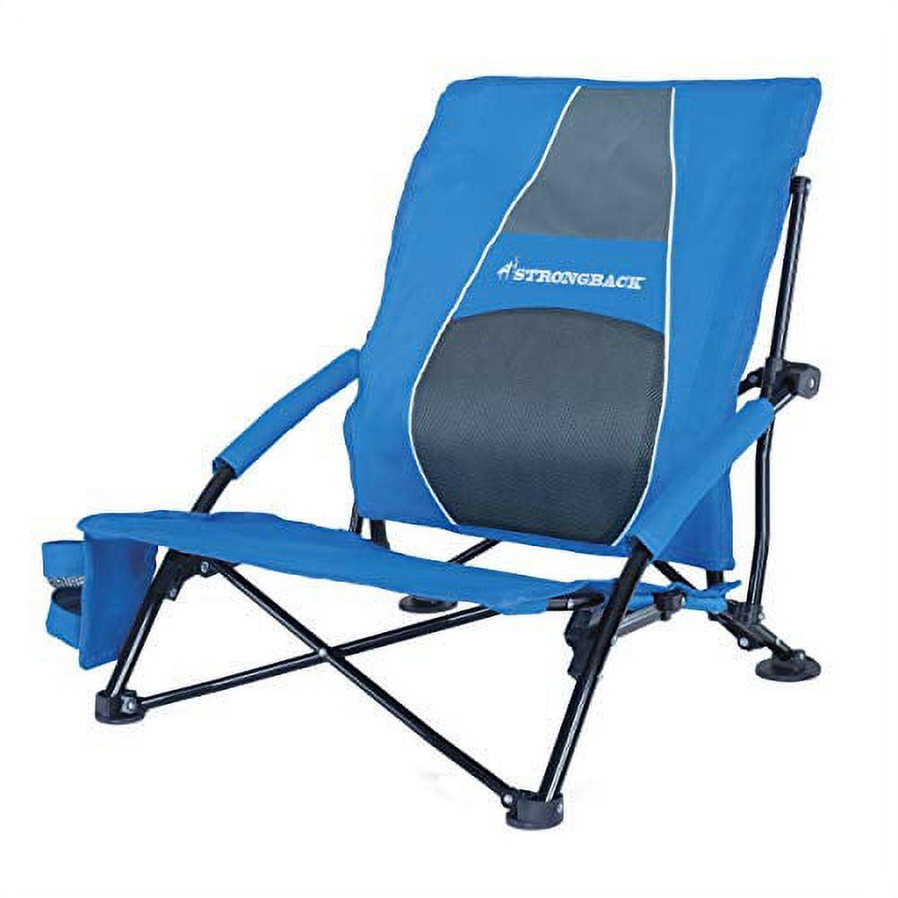 Blue and Grey Low Gravity Beach Chair with Lumbar Support