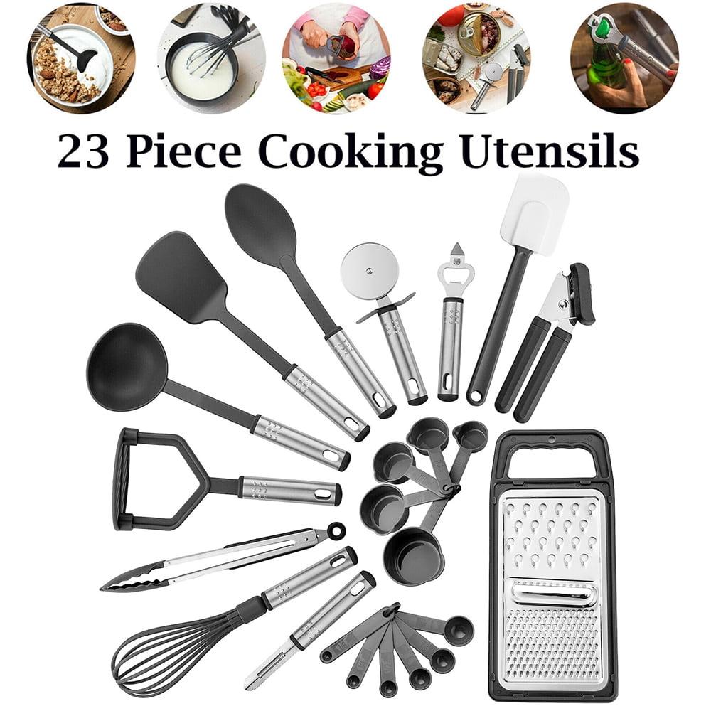 23-Piece Black and Stainless Steel Kitchen Utensils Set