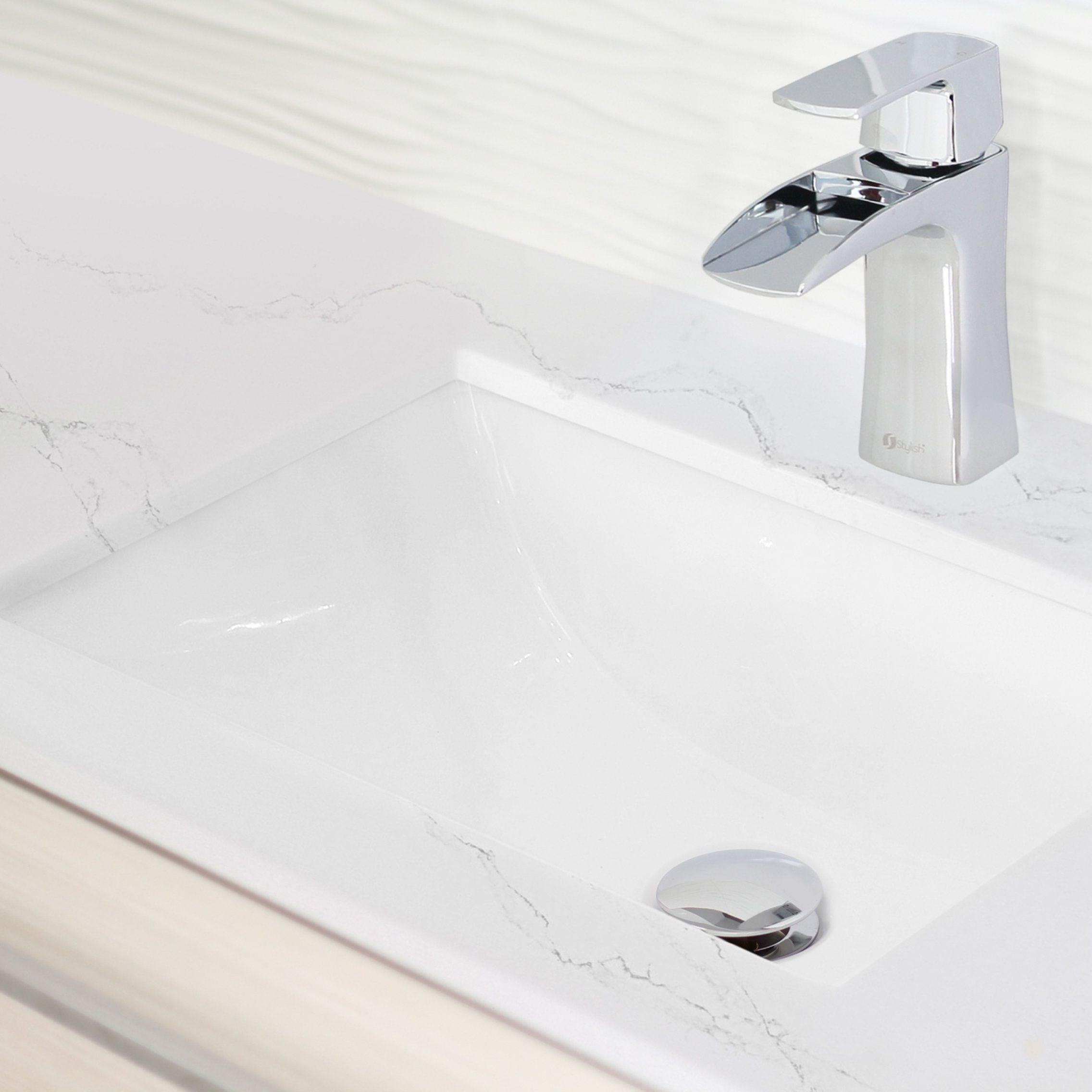 STYLISH 18 inch Rectangular Undermount Porcelain Bathroom Sink with 2 Overflow Finishes