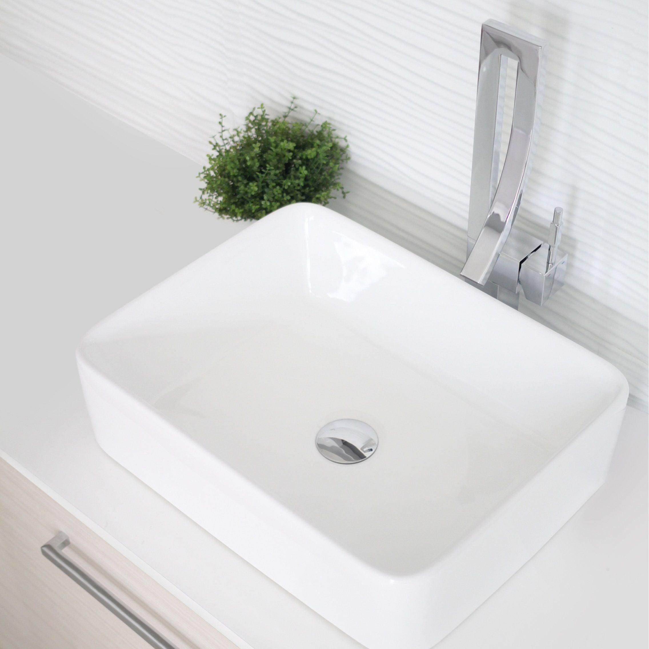 White 18.75" Rectangular Ceramic Vessel Sink