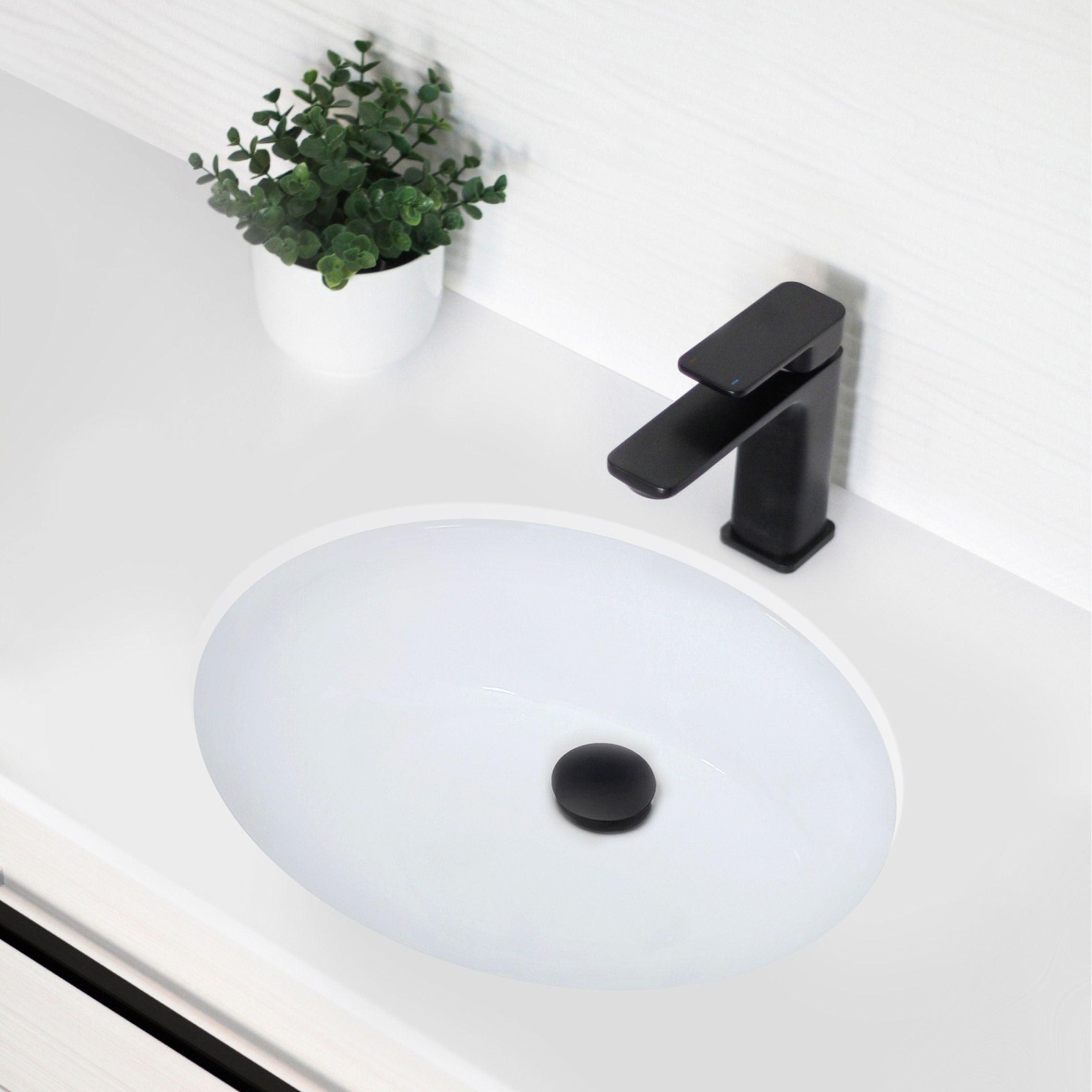 White 19" Oval Ceramic Undermount Bathroom Sink