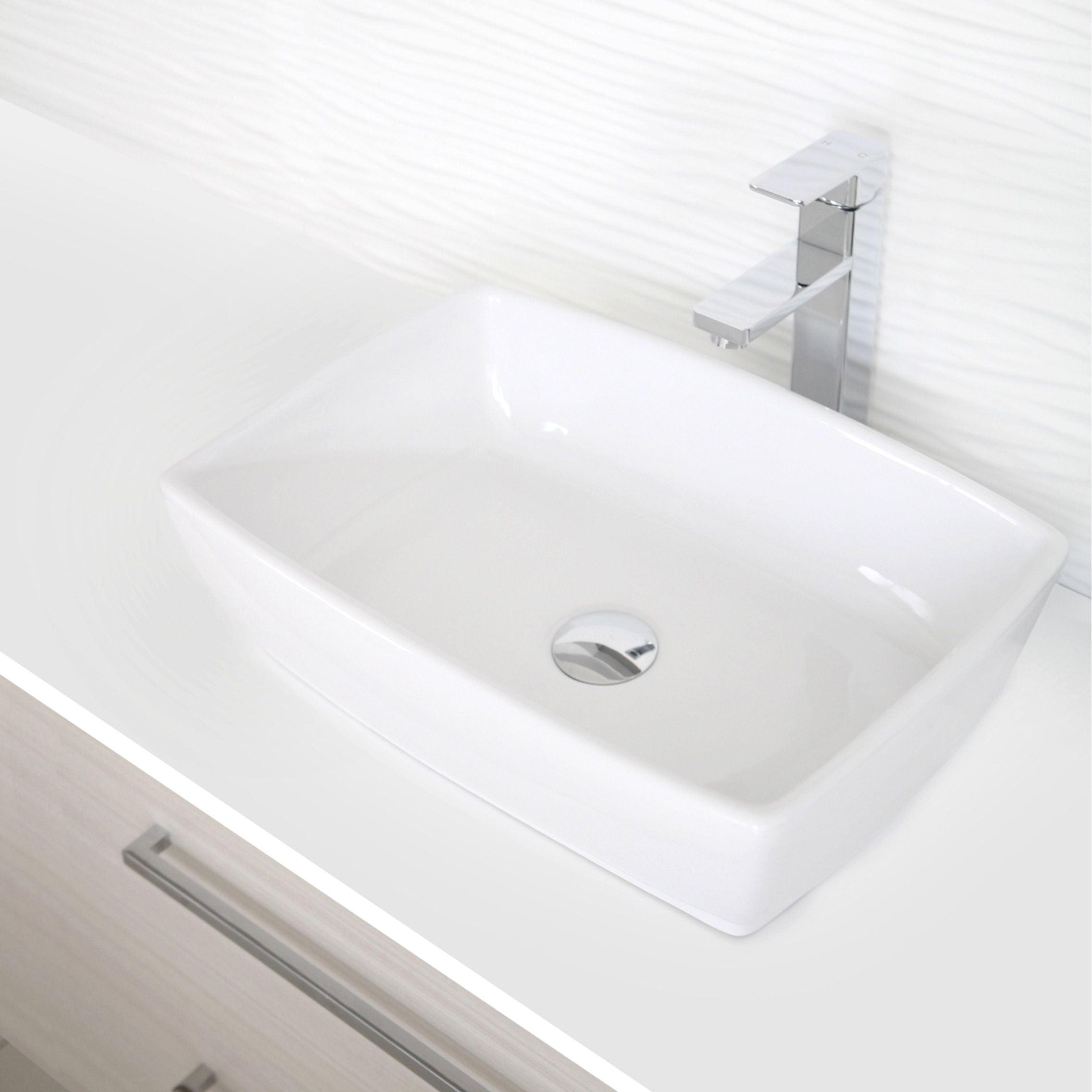 Stylish 19" White Ceramic Rectangular Vessel Sink