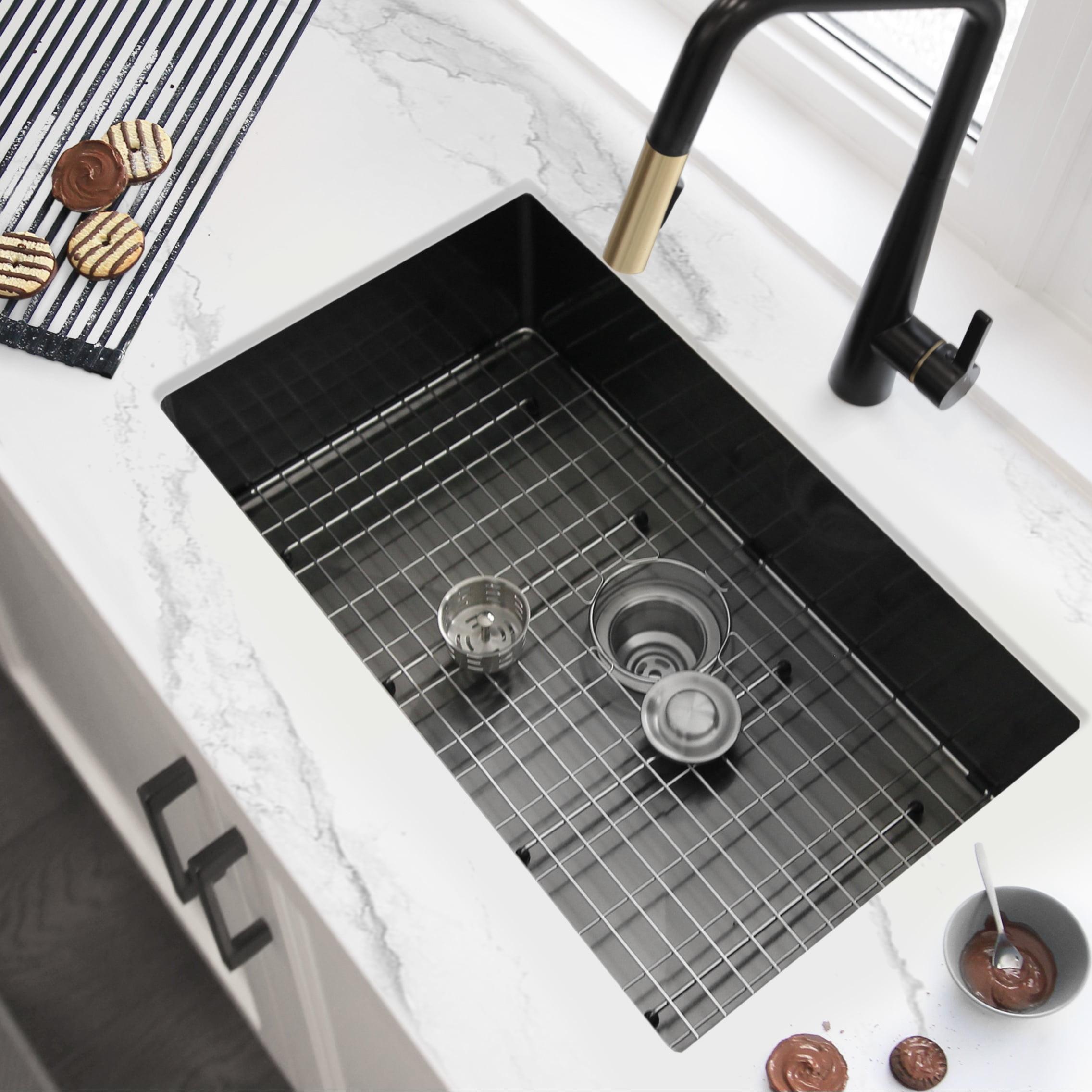 STYLISH 30 inch Single Bowl Undermount Kitchen Sink with Grid and Basket Strainer