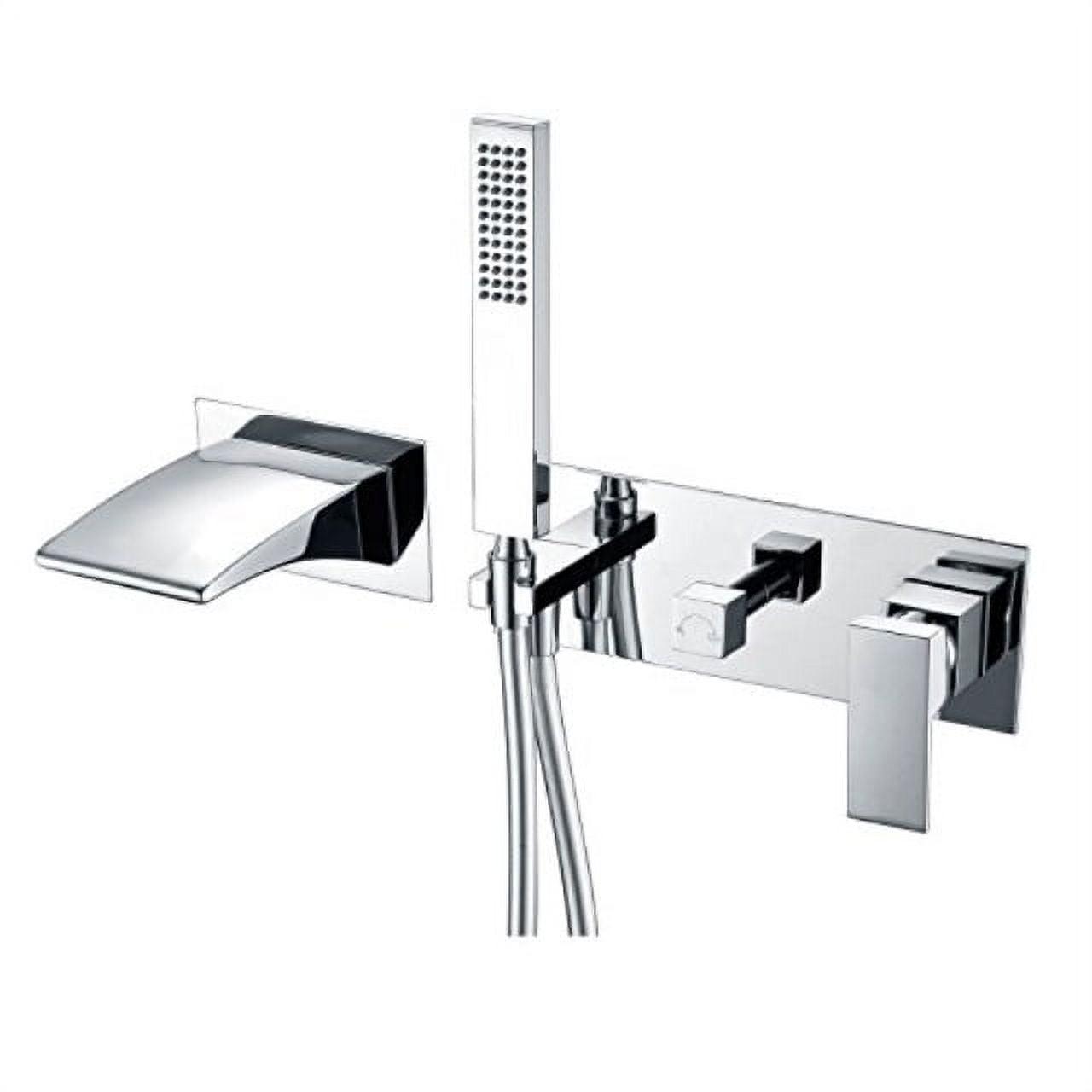 Sleek Chrome Wall-Mount Waterfall Tub Faucet with Hand Shower