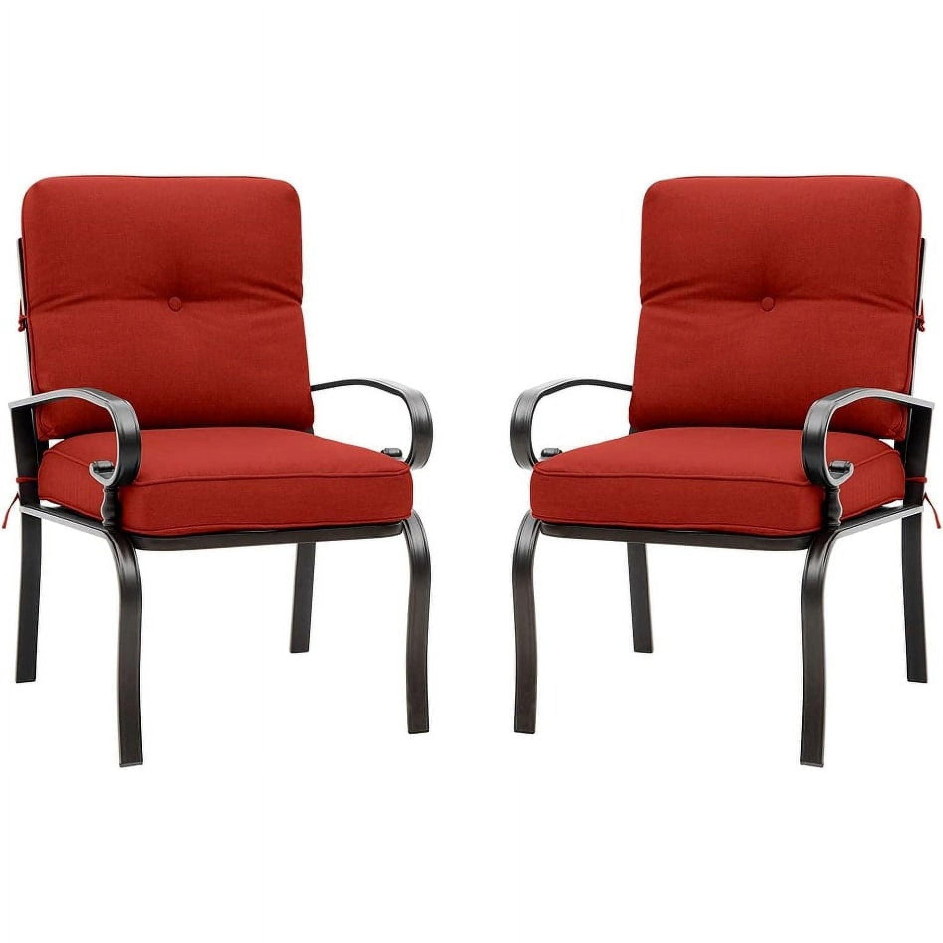 Suncrown Red Cushioned Outdoor Patio Dining Chairs, 2-Piece Set