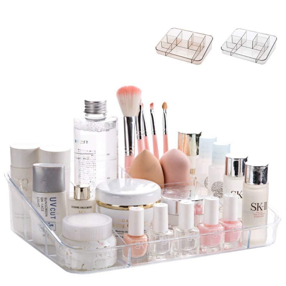 Crystal Clear Acrylic Makeup Organizer Tray with 8 Compartments