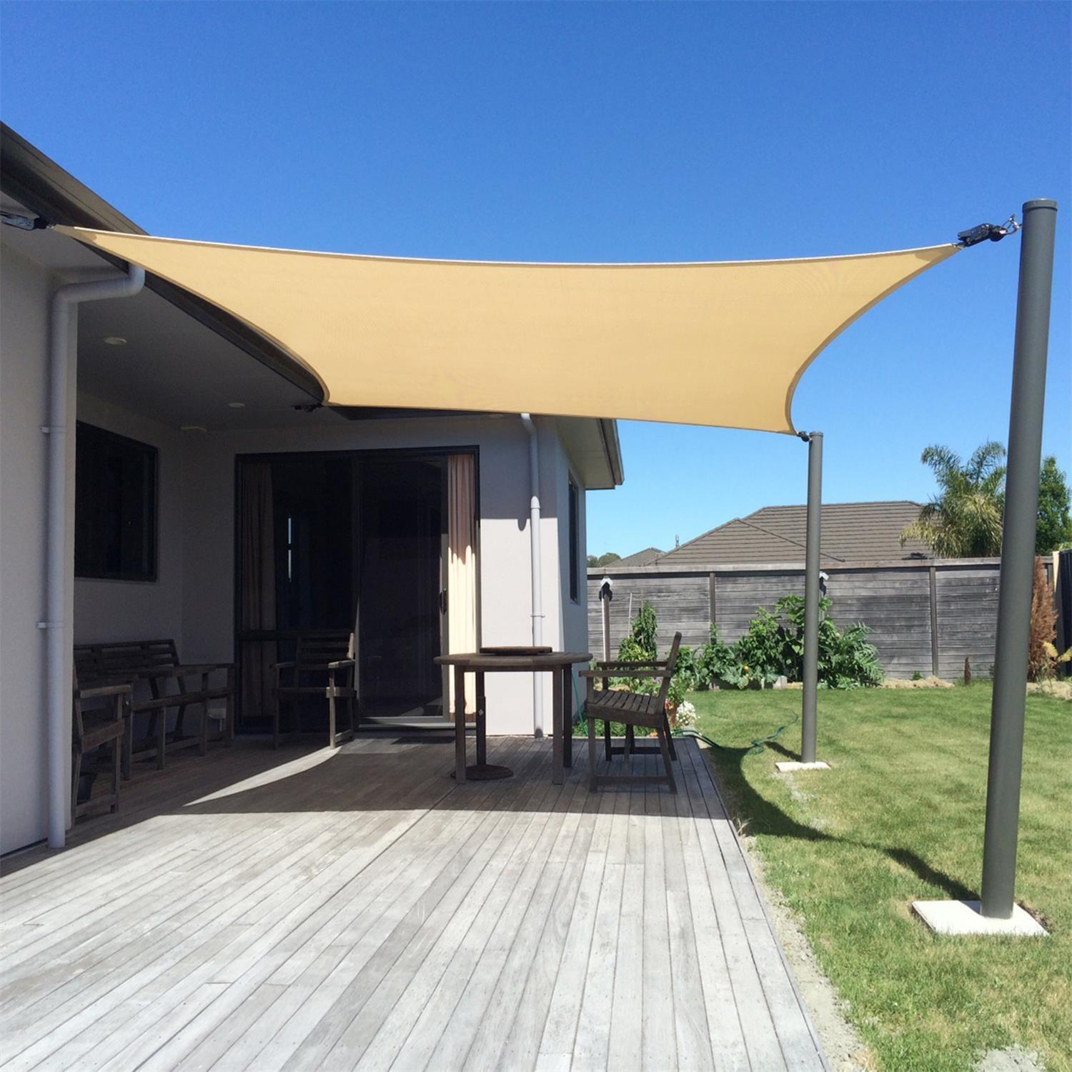 SUNNY GUARD Sun Shade Sail 6.5/8/10/12/13FT Rectangle UV Block Sunshade Canopy for Outdoor, 10'x13' Sand